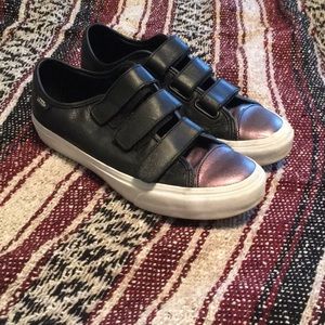 Black Leather Velcro Vans